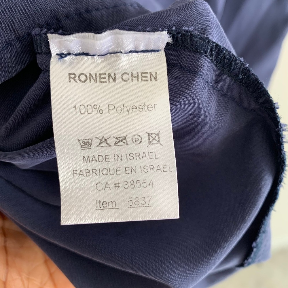 Ronen Chen Navy Blue Sleeveless Pleated Midi Dress‎ with Pockets 4 - Picture 5 of 6